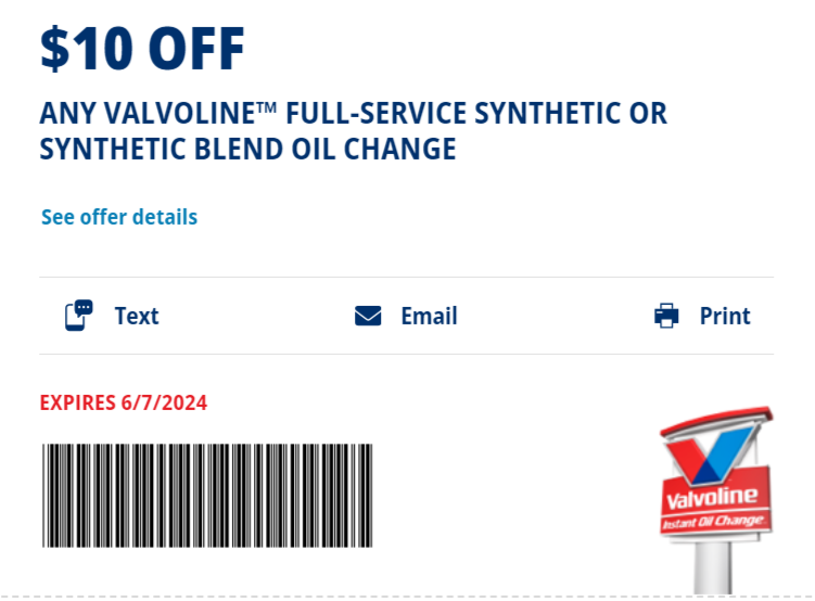 Valvoline Oil Change Coupons